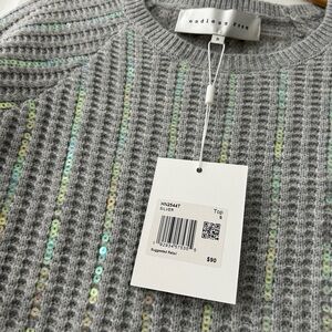 Sequin soft silver short sleeve sweater. New with tags.